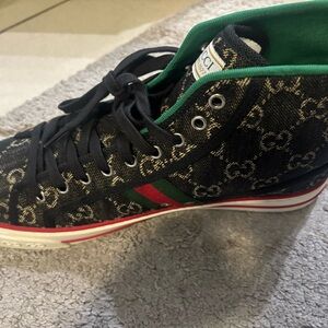 Gucci Black and Red Patterned Sneakers